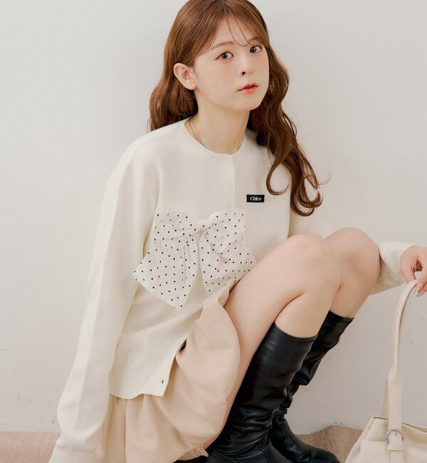  「【WEB限定カラーあり】リボンルーズカーディガン」|カーディガン|