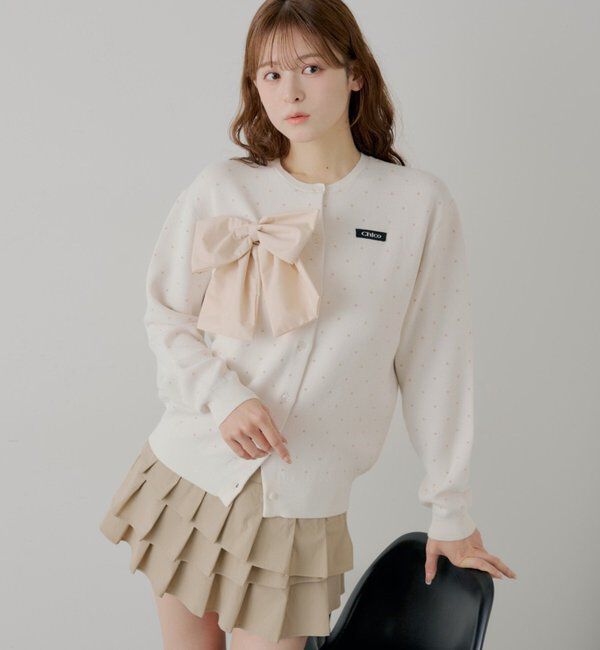  「【WEB限定カラーあり】リボンルーズカーディガン」|カーディガン|