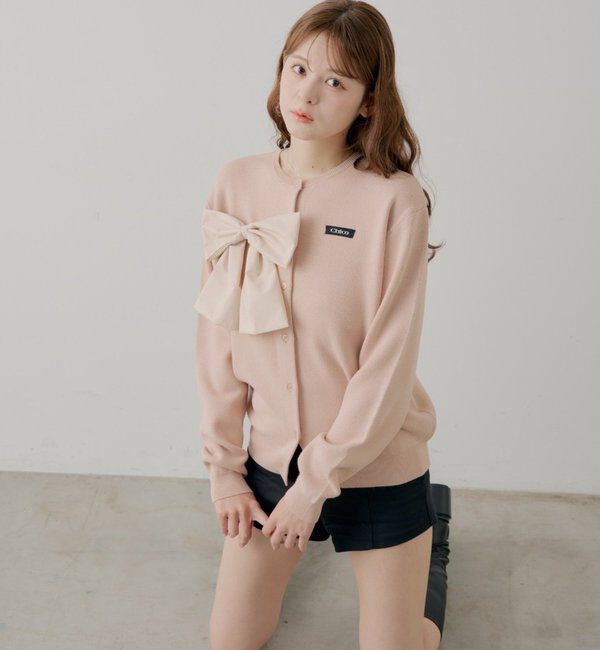  「【WEB限定カラーあり】リボンルーズカーディガン」|カーディガン|