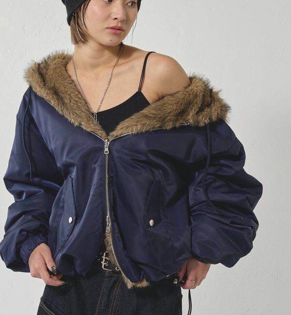  「【お気に入りNO.1】2WAY リバーシブルファーブルゾン」|ブルゾン・スタジャン|