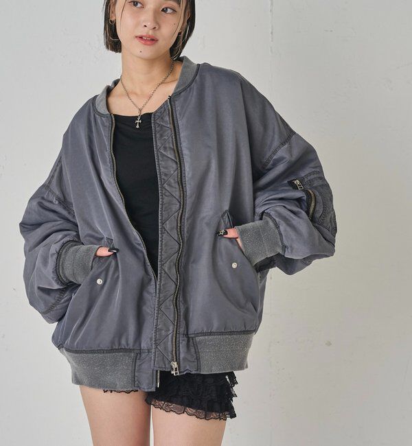  「Sourcreamピグメント加工MA1」|ブルゾン・スタジャン|