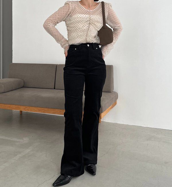  「【新色/レイヤード対応】コーデュロイフレアパンツ」|チノ|