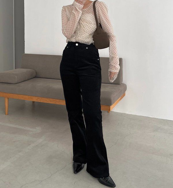  「【新色/レイヤード対応】コーデュロイフレアパンツ」|チノ|