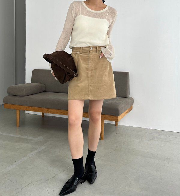  「【新色/レイヤード対応】コーデュロイ台形スカート」|スカート|