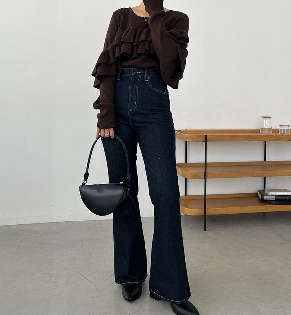  「【低身長サイズあり】フレアデニム」|デニム|