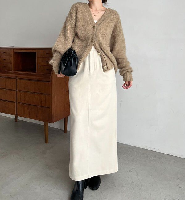  「ニュアンスボタンレイヤード風カーディガン」|カーディガン|