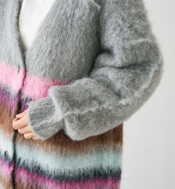 collex「ヘアリー畦編みカーディガン」|カーディガン|