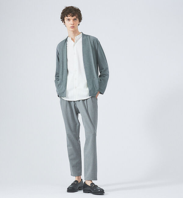 ABAHOUSE「【定番/シアー素材】ストレッチ カノコ ワンボタン カーディガン」|カーディガン|