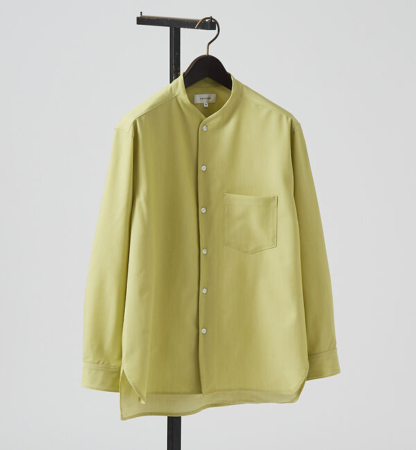 ABAHOUSE「【変形襟】定番/シャンブレーツイル カラーレス シャツ / バンドカラーシャツ」|シャツ・ブラウス|