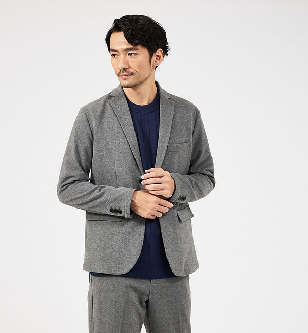 ABAHOUSE「【セットアップ対応】カシミヤタッチ ピーチ起毛 ストレッチ ジャケット」|テーラードジャケット|グレー