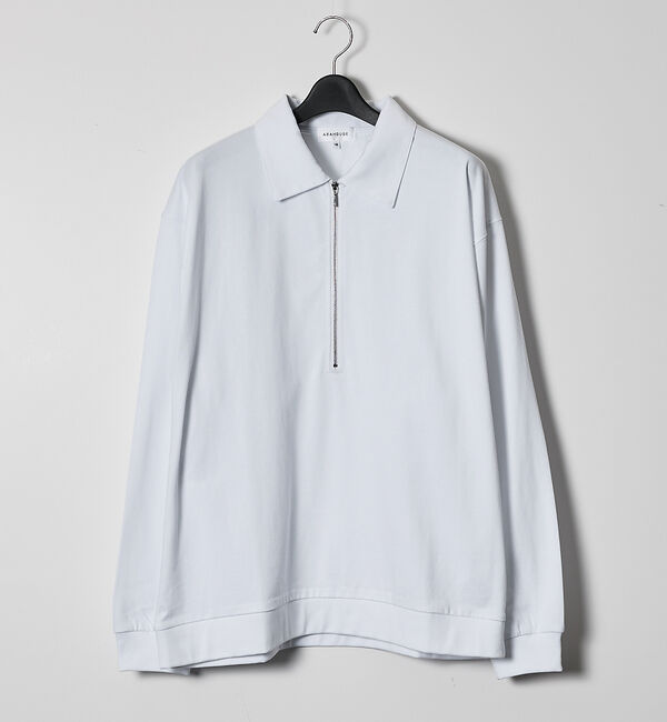 ABAHOUSE「【ウォッシュ加工】ロング ハーフジップ プルオーバー / ロンT」|Tシャツ・カットソー|ホワイト