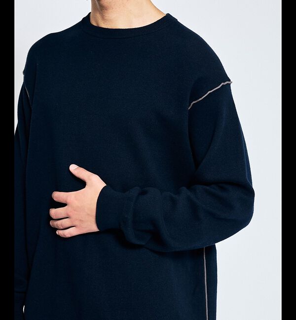 ABAHOUSE「【リバーシブルカラー】14Gコットン ニットスウェット / クルーネックプルオー」|ニット・セーター|