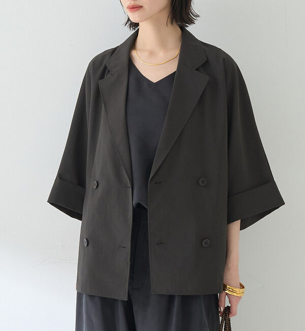 Rouge vif「撥水ドルマンハーフスリーブジャケット」|その他|チャコールグレー