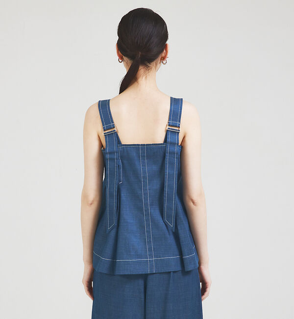 qualite「【セットップ対応】リヨセルデニムベアトップ」|Tシャツ・カットソー|