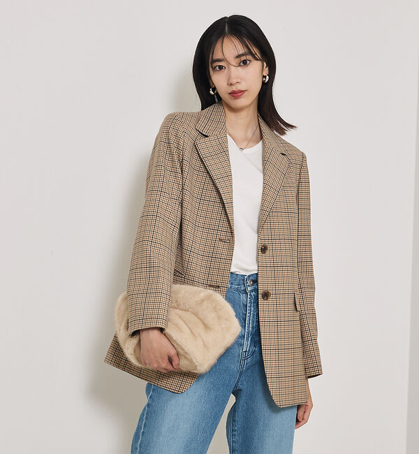 qualite「【Oggi・Can Cam 掲載】【セットアップ対応】TWツイルチェックテーラー」|テーラードジャケット|