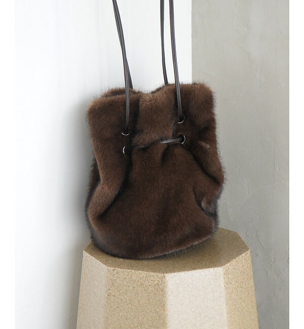 qualite「ファーバック/秋バッグ/冬バッグ/モコモコバッグ」|ショルダー・メッセンジャー|ブラウン