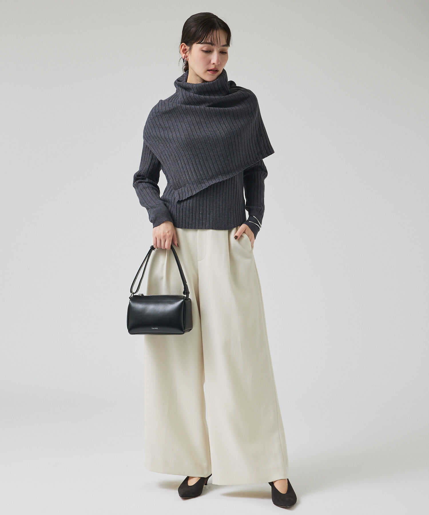 qualite「ご好評につき再入荷！【新色追加！25AW】アシメスヌードリブニット/スヌード取り」|ニット・セーター|