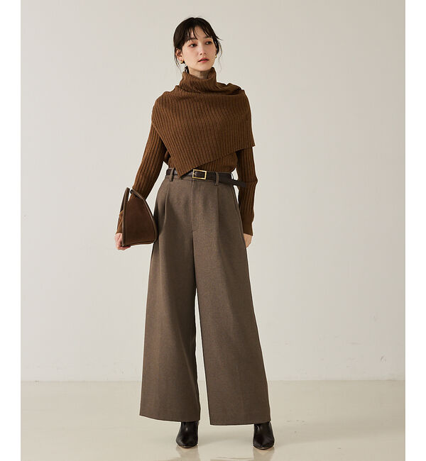 qualite「ご好評につき再入荷！【新色追加！25AW】アシメスヌードリブニット/スヌード取り」|ニット・セーター|