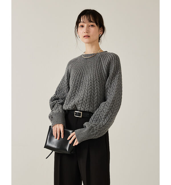 qualite「ケーブルボトルネックニット」|ニット・セーター|