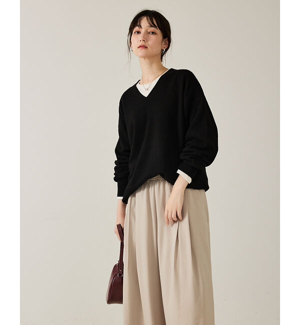 qualite「ウールVネックプルオーバー」|ニット・セーター|