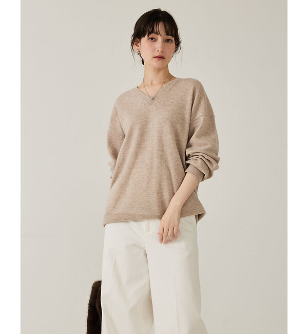 qualite「ウールVネックプルオーバー」|ニット・セーター|