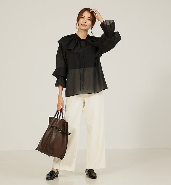 abahouse mavie「マルチフリルブラウス【ティペット付】」|シャツ・ブラウス|