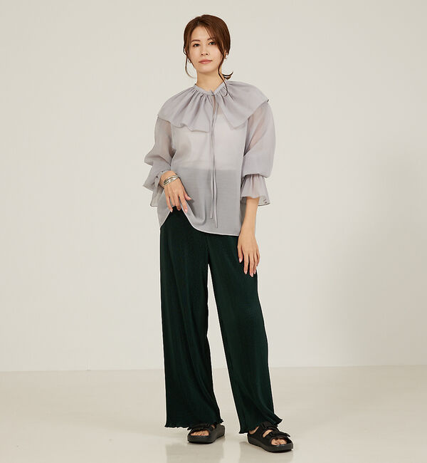 abahouse mavie「マルチフリルブラウス【ティペット付】」|シャツ・ブラウス|