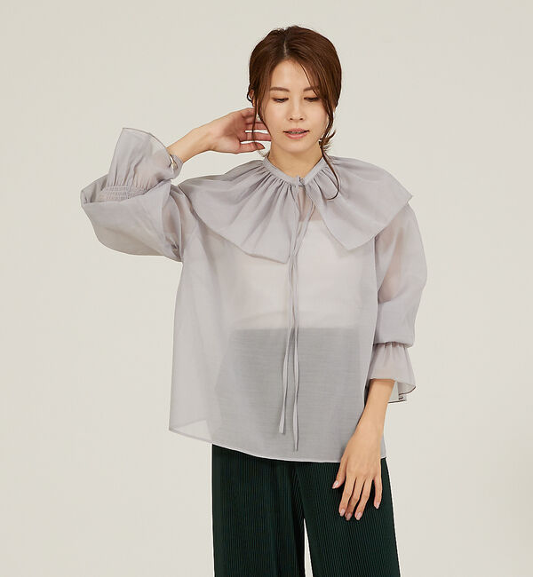 abahouse mavie「マルチフリルブラウス【ティペット付】」|シャツ・ブラウス|