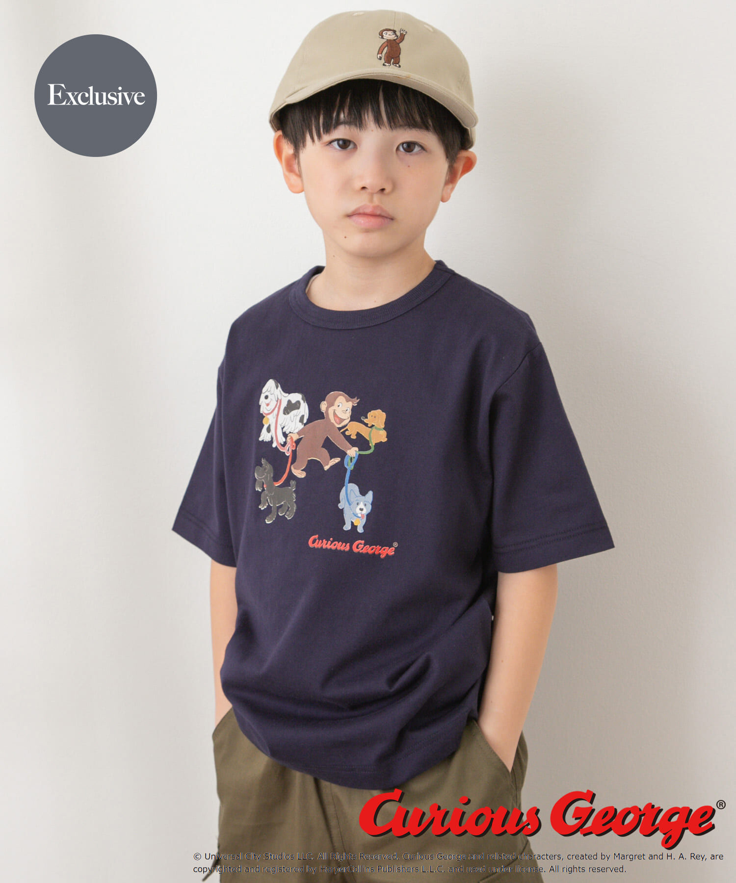URBAN RESEARCH DOORS「『別注』おさるのジョージTシャツ(KIDS)」|その他|ネイビー