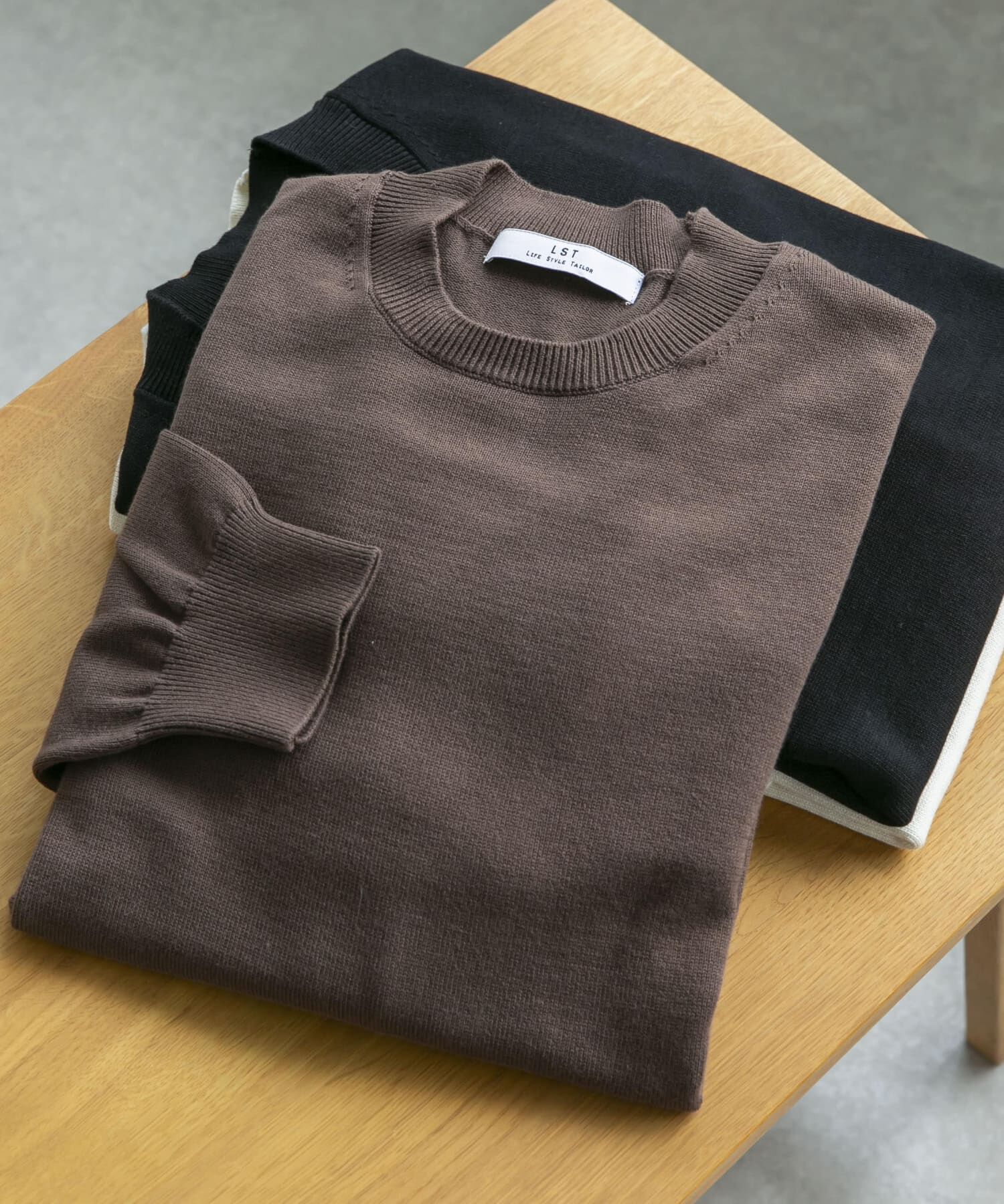 URBAN RESEARCH DOORS「LIFE STYLE TAILOR　コットンシルクハイゲージクルーニット」|シャツ・ブラウス|ブラウン