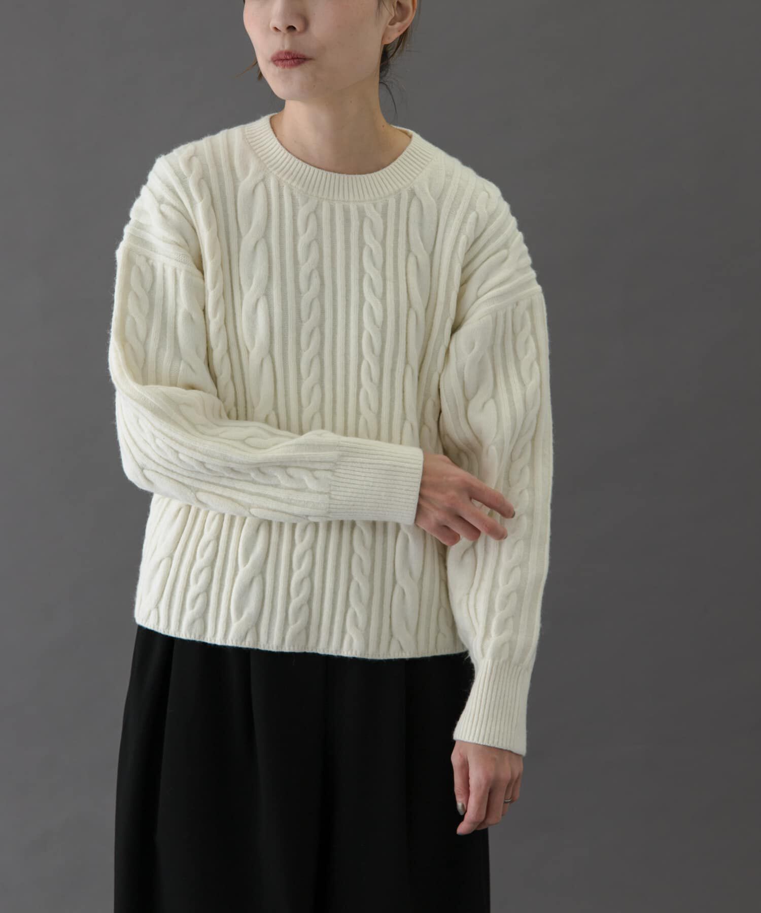 URBAN RESEARCH DOORS「FORK&SPOON　ケーブルニットプルオーバー」|ニット・セーター|