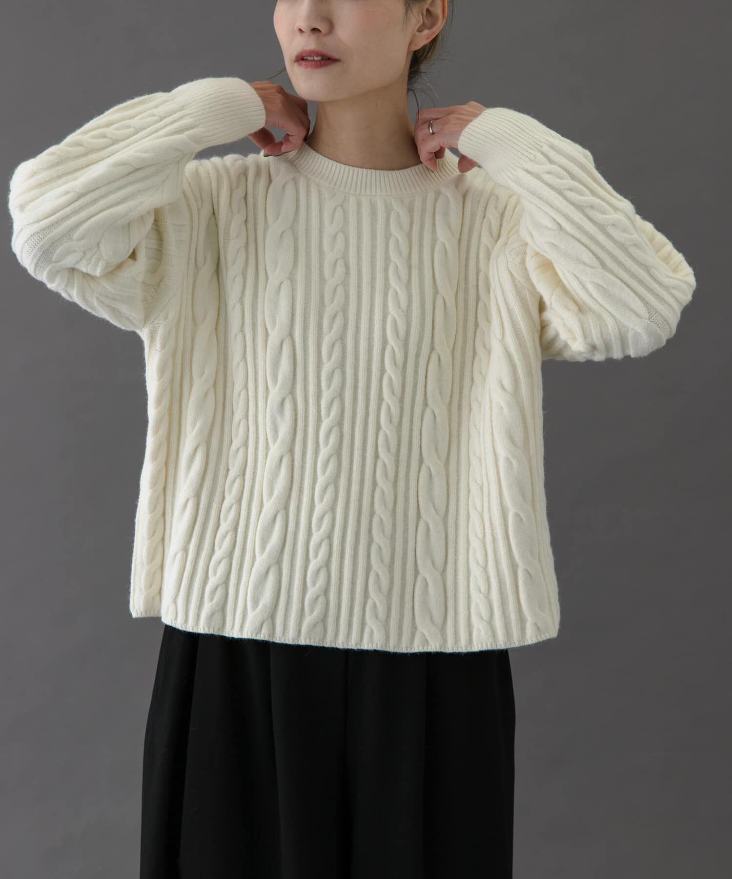 URBAN RESEARCH DOORS「FORK&SPOON　ケーブルニットプルオーバー」|ニット・セーター|