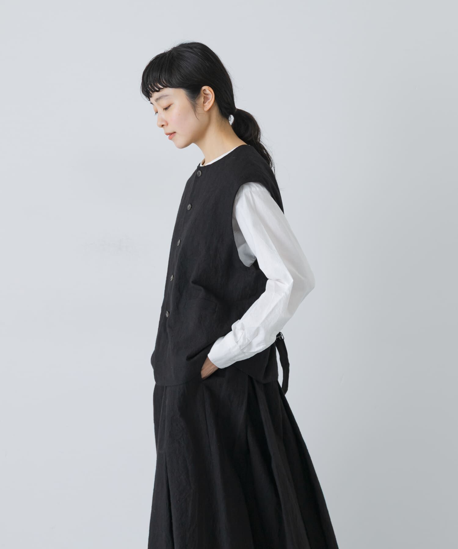 かぐれ「リネンコットンワイドベスト」|ベスト・ジレ|