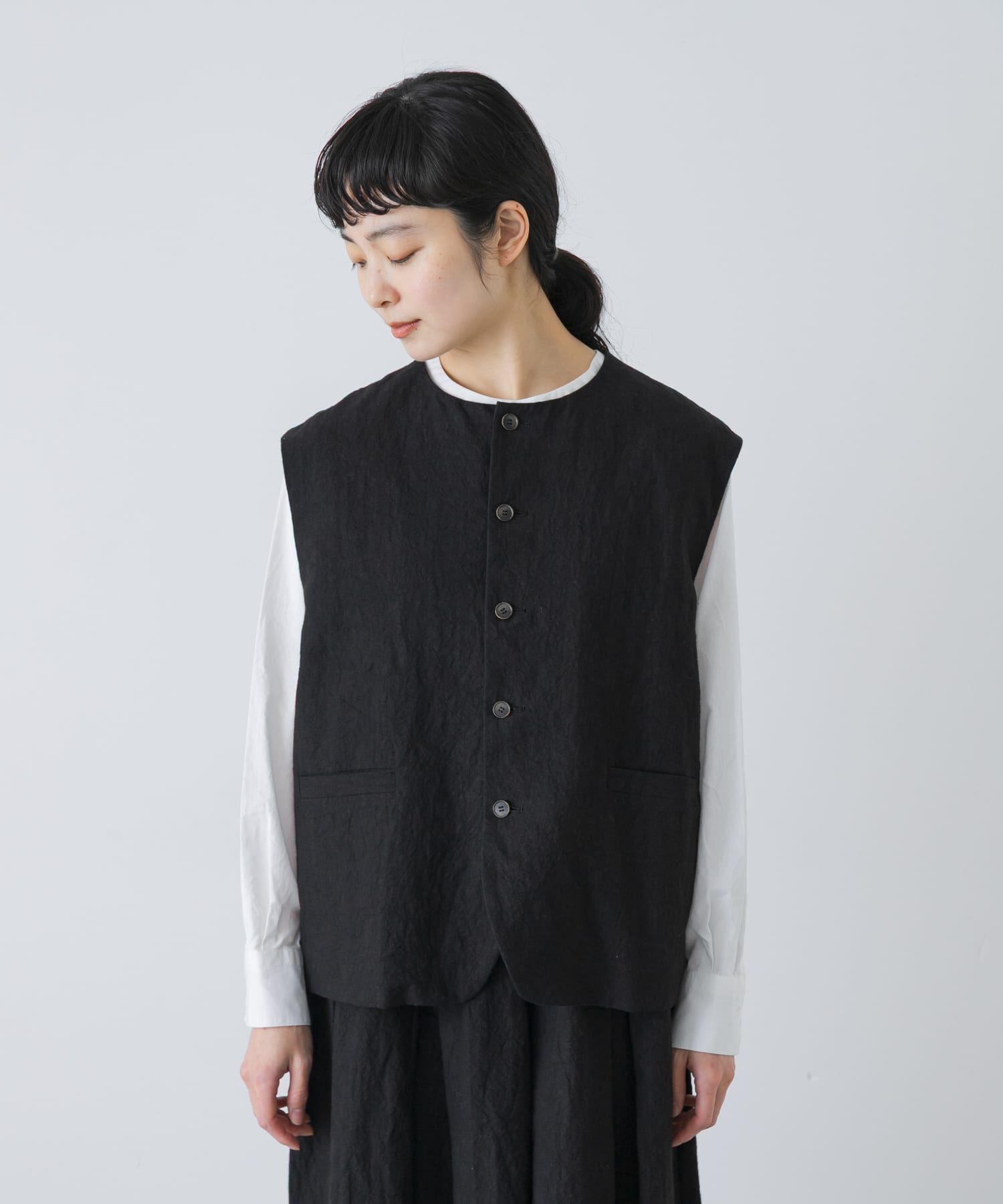 かぐれ「リネンコットンワイドベスト」|ベスト・ジレ|
