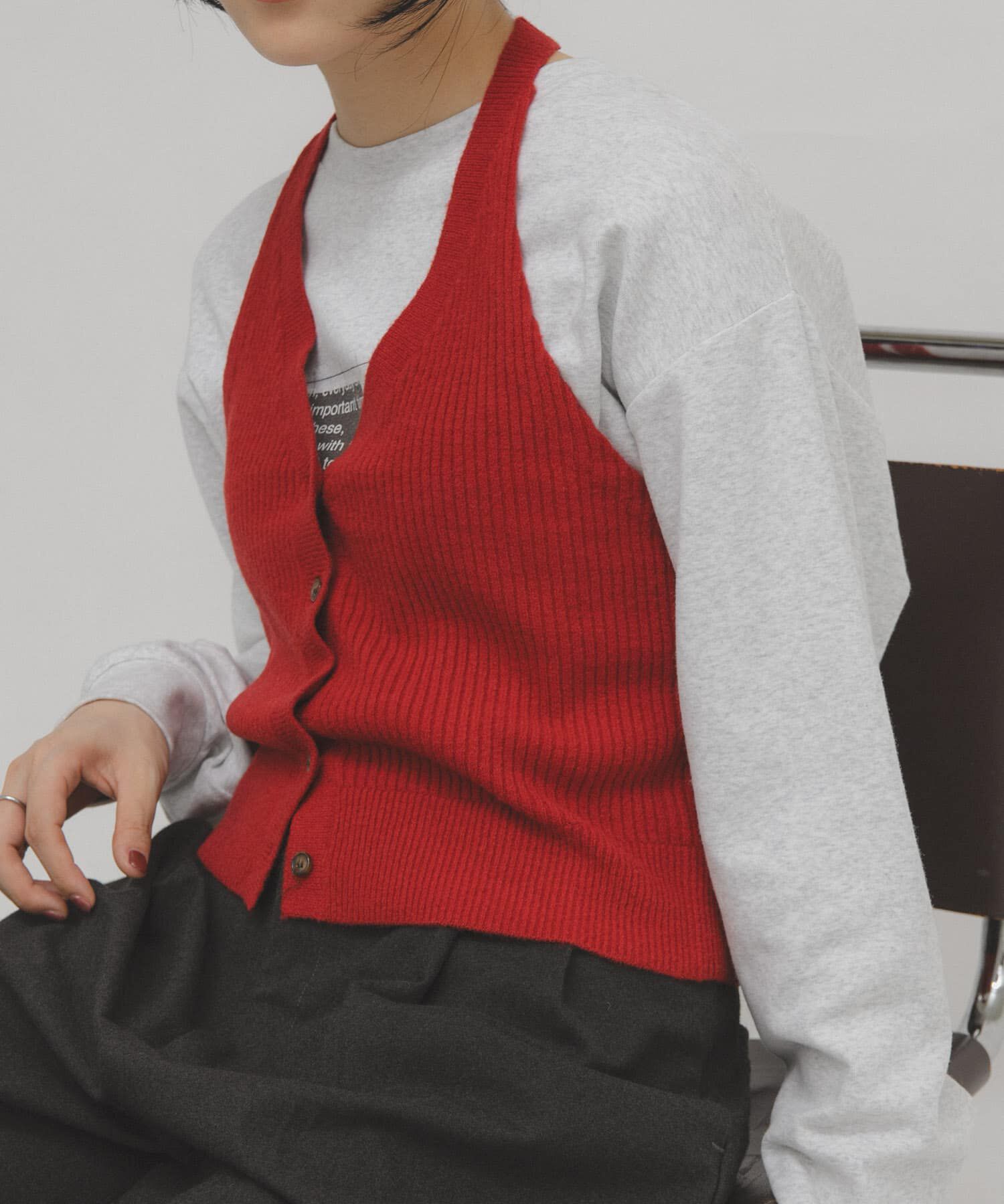 「2WAYニットビスチェ」|その他|レッド