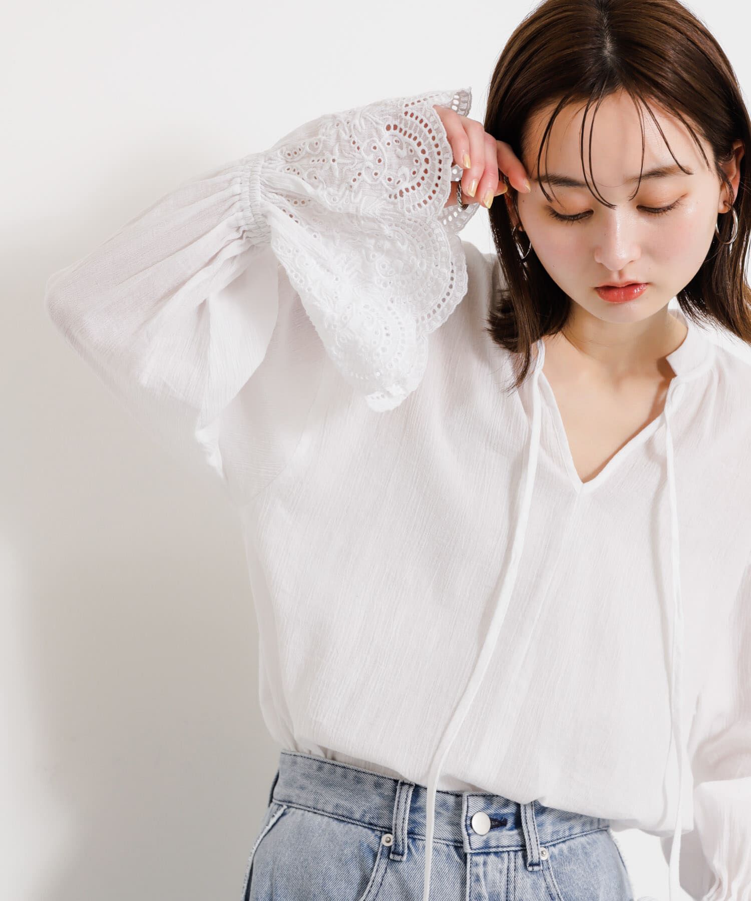 SENSE OF PLACE by URBAN RESEARCH「スカラップレースヨウリュウブラウス」|シャツ・ブラウス|