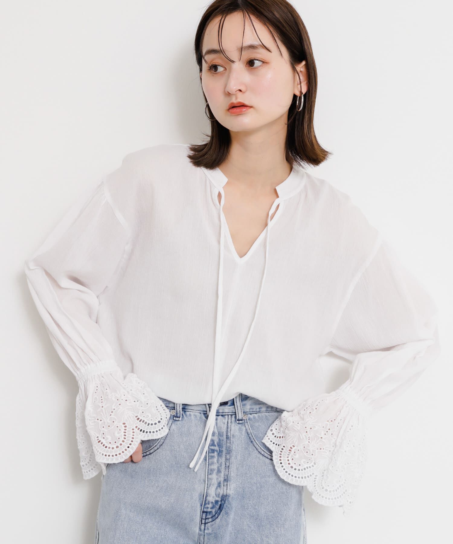 SENSE OF PLACE by URBAN RESEARCH「スカラップレースヨウリュウブラウス」|シャツ・ブラウス|