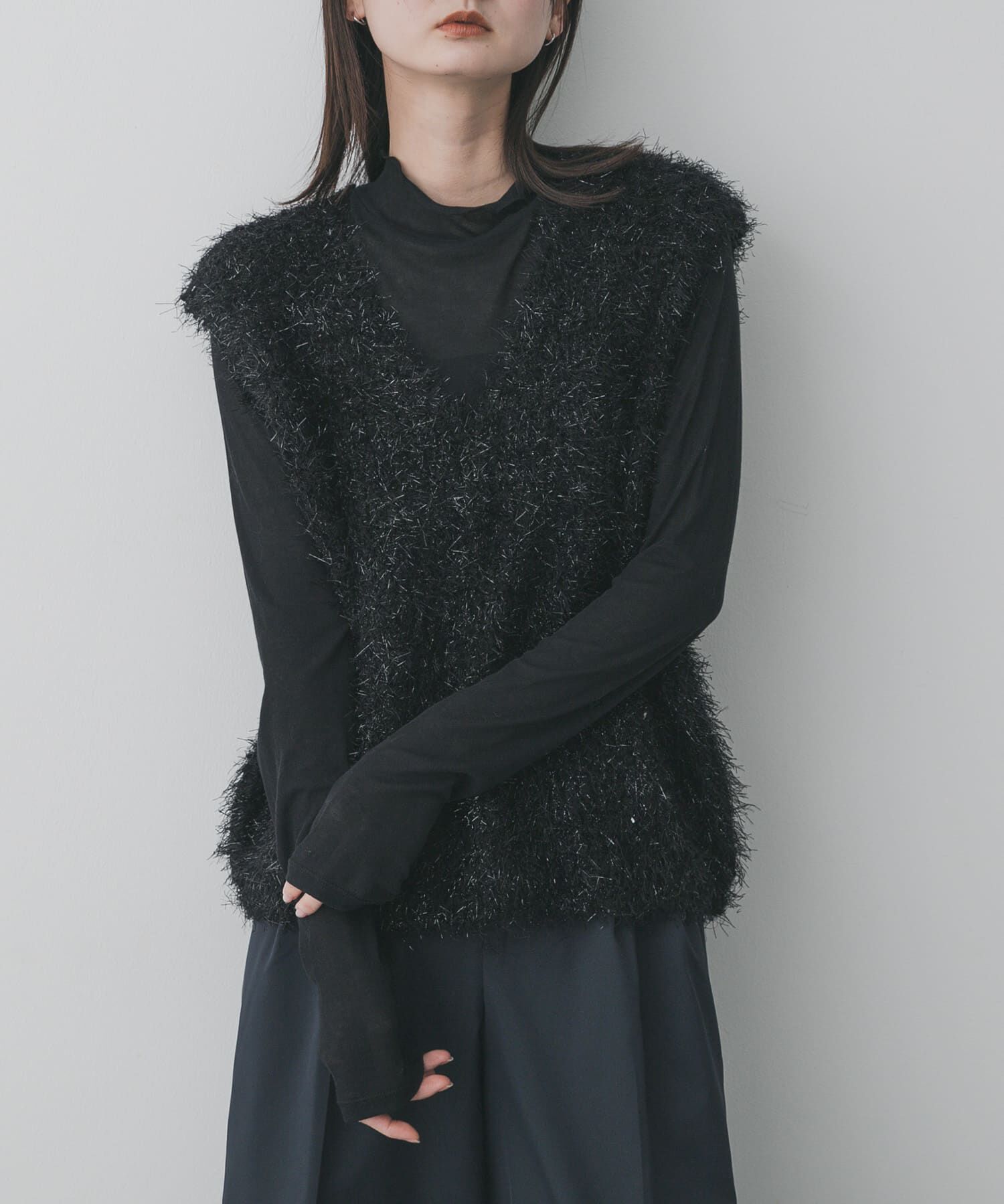 SENSE OF PLACE by URBAN RESEARCH「モールフェザーニットベスト」|ベスト・ジレ|ブラック