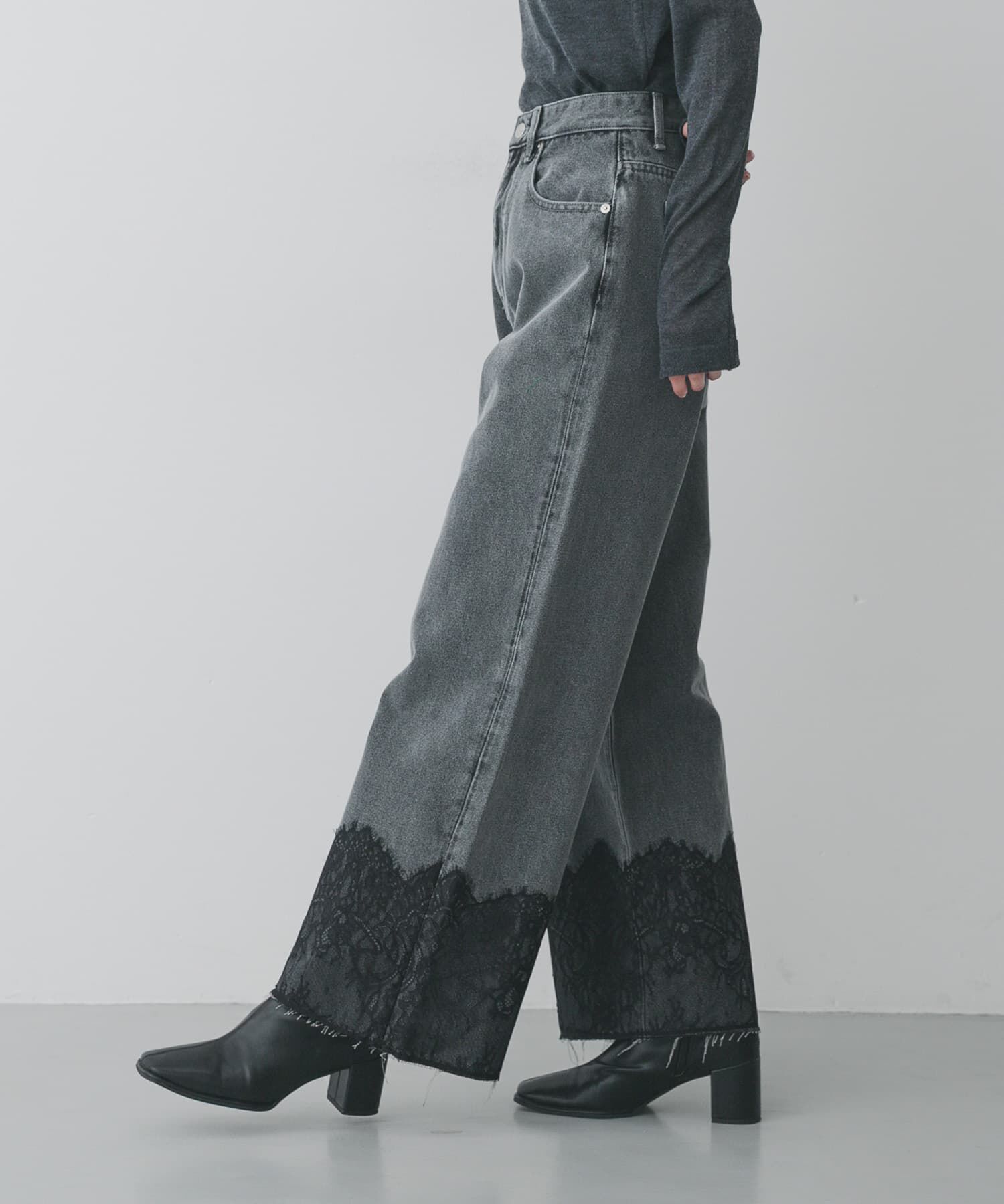 SENSE OF PLACE by URBAN RESEARCH「レースドッキングデニムパンツ」|その他|グレー