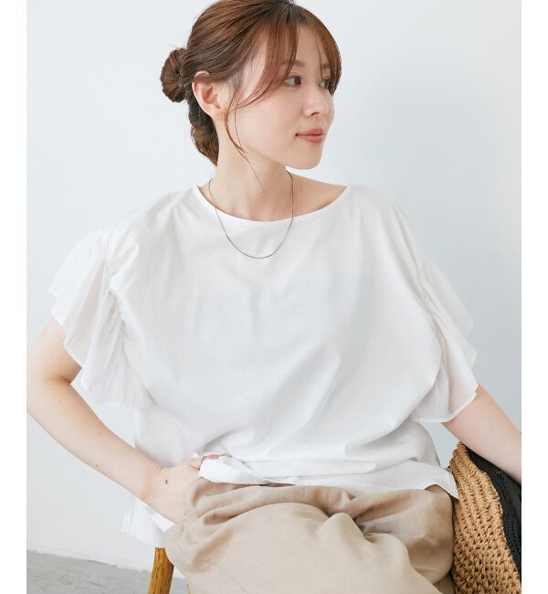  「コットンシルケットコンビカットプルオーバー」|プルオーバー|