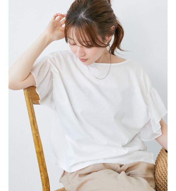  「コットンシルケットコンビカットプルオーバー」|プルオーバー|