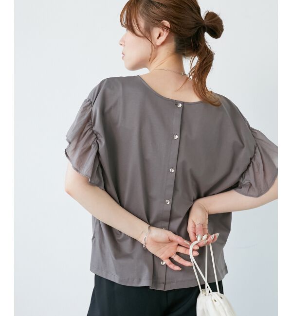  「コットンシルケットコンビカットプルオーバー」|プルオーバー|