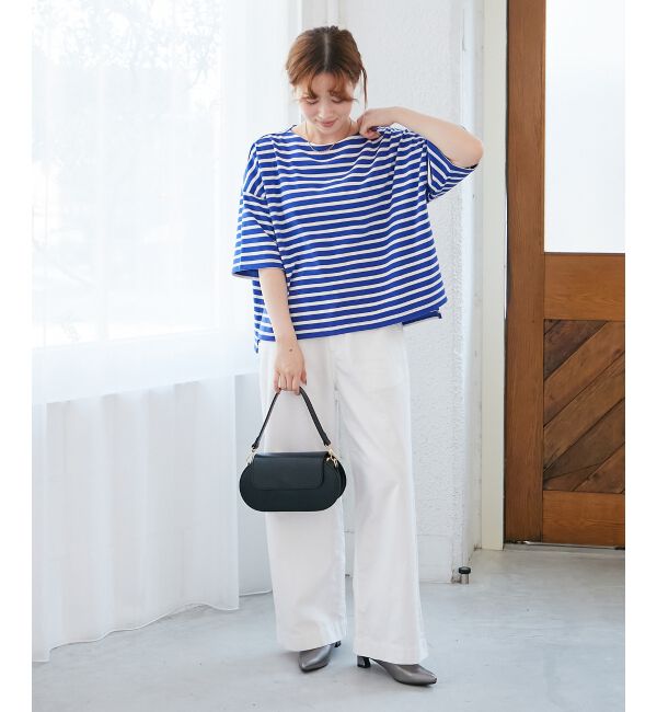  「《手洗い可能》ボーダー5分袖ワイドプルオーバー」|プルオーバー|