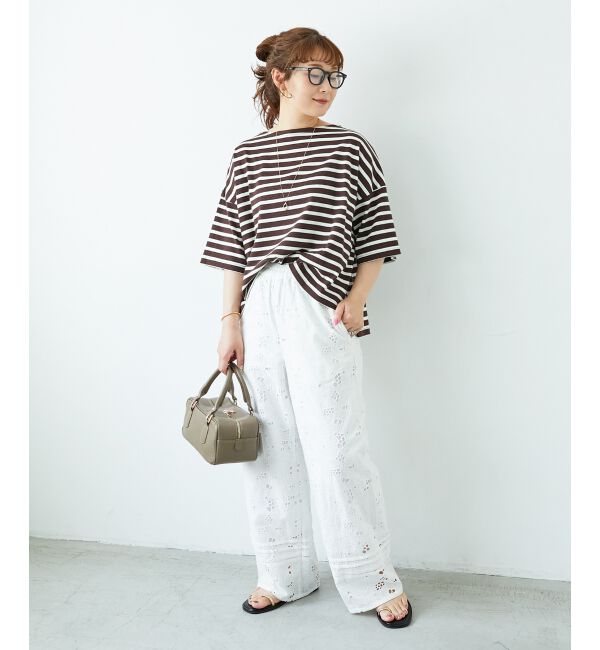  「《手洗い可能》ボーダー5分袖ワイドプルオーバー」|プルオーバー|