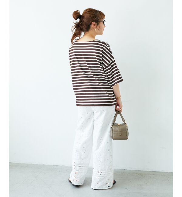  「《手洗い可能》ボーダー5分袖ワイドプルオーバー」|プルオーバー|