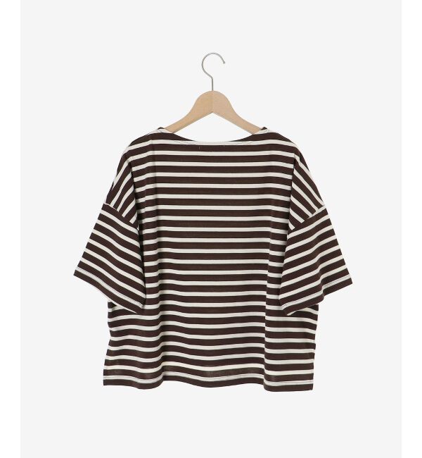  「《手洗い可能》ボーダー5分袖ワイドプルオーバー」|プルオーバー|