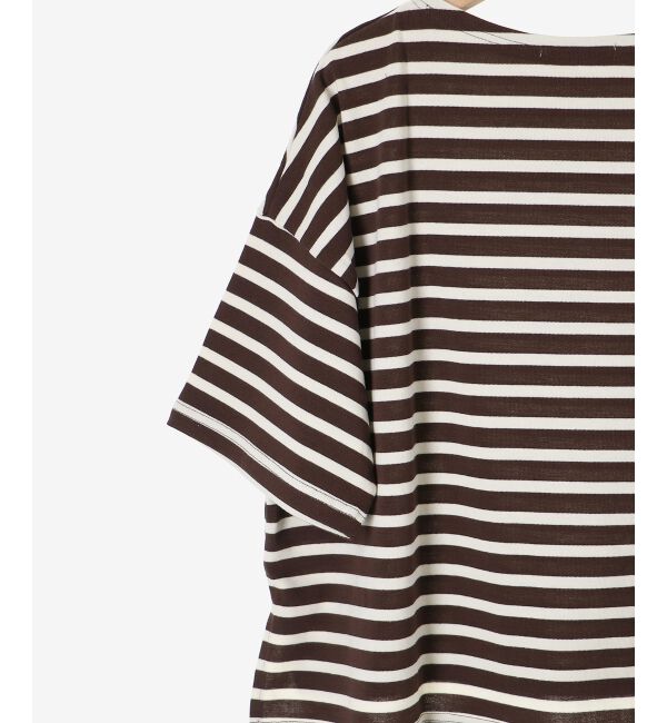  「《手洗い可能》ボーダー5分袖ワイドプルオーバー」|プルオーバー|