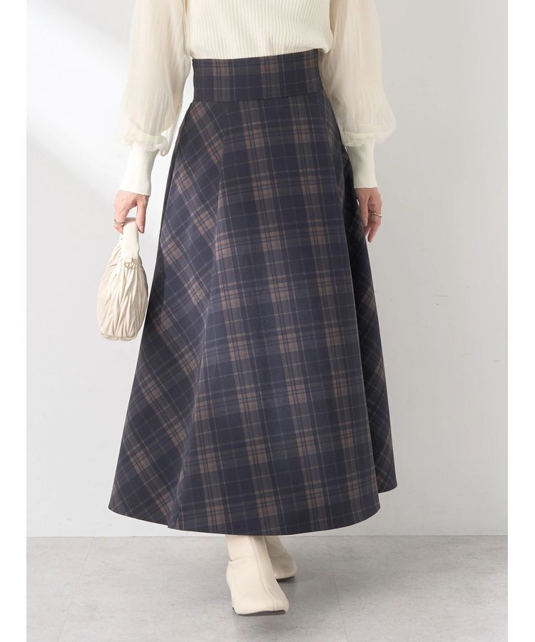 earth music&ecology「バックレースアップチェックスカート」|フレア|