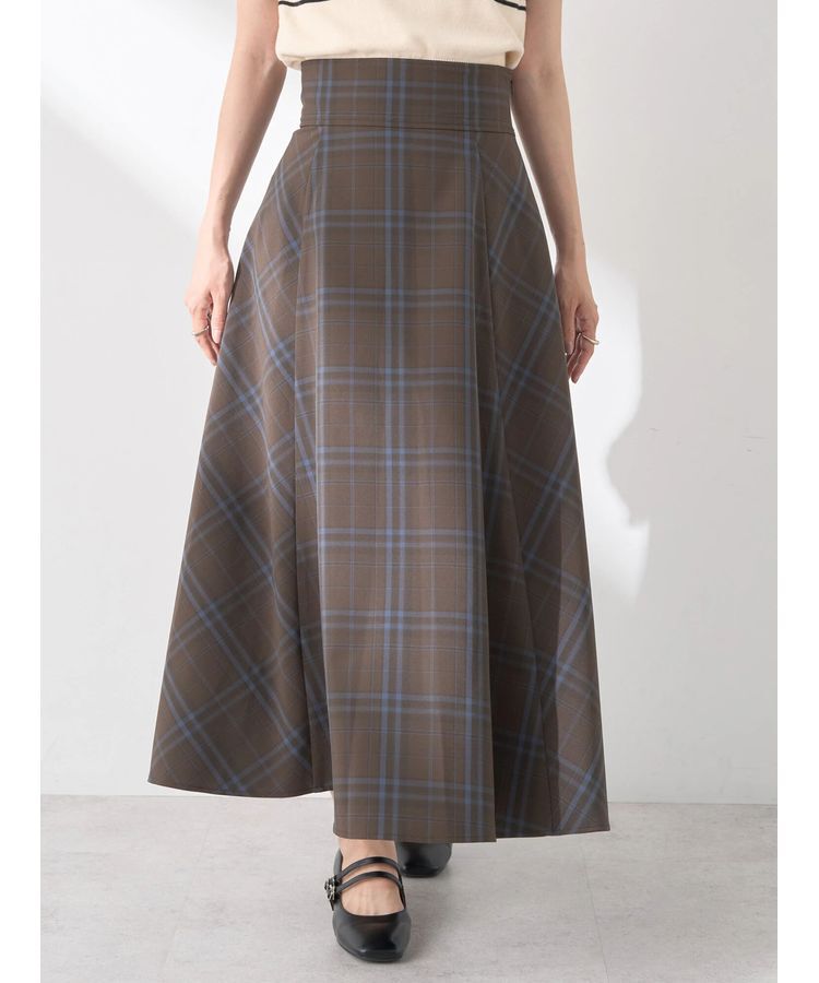earth music&ecology「バックレースアップチェックスカート」|フレア|