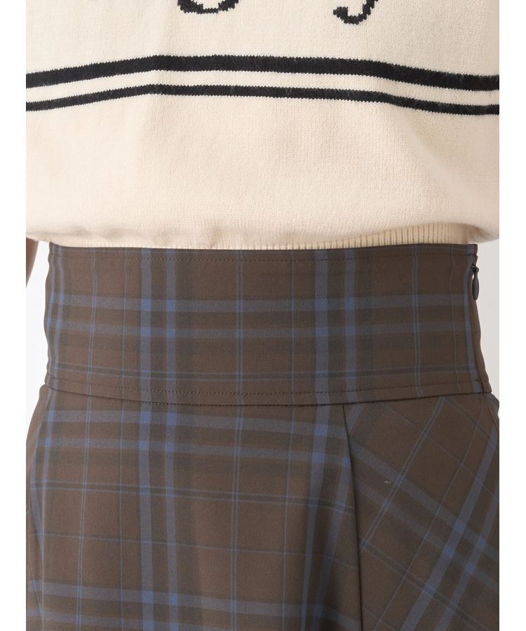 earth music&ecology「バックレースアップチェックスカート」|フレア|